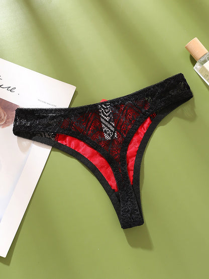 Sexy Damen G-String-Höschen Transparent Mid-Low Rise Damenunterwäsche Color-Block Damen Intimates Dessous
