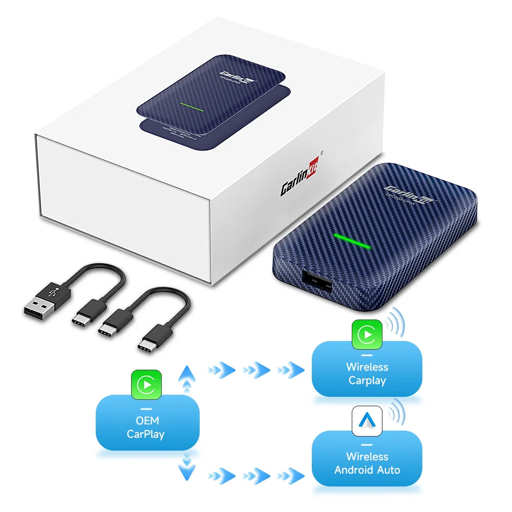 2air CarlinKit 5.0 &4 Wireless CarPlay Wireless Android Auto Box 2.4G&5.8Ghz WiFi BT Auto Connect Plug&Play For Wired AA CP Cars