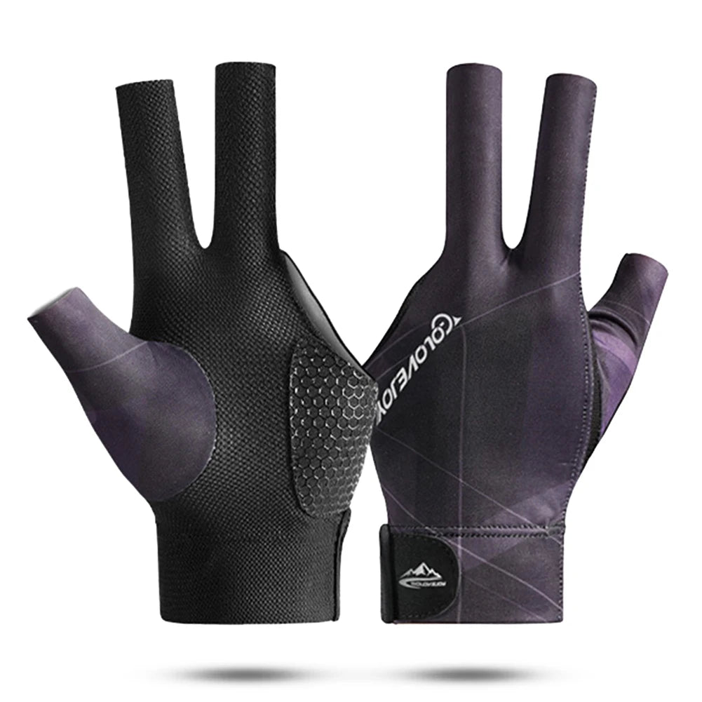 Offene Finger Billardhandschuhe Atmungsaktives Polyester Snooker-Poolhandschuhe Verstellbarer Klettverschluss Glatt Weich Leicht Amateurtraining
