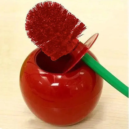 Cherry Shape Toilet Brush & Holder Set - Red