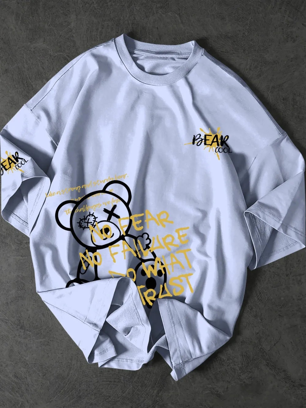 Modisches Herren Sommer personalized Teddybär Buchstaben Print bequemes und atmungsaktives Rundhals T-Shirt Outdoor Street Top
