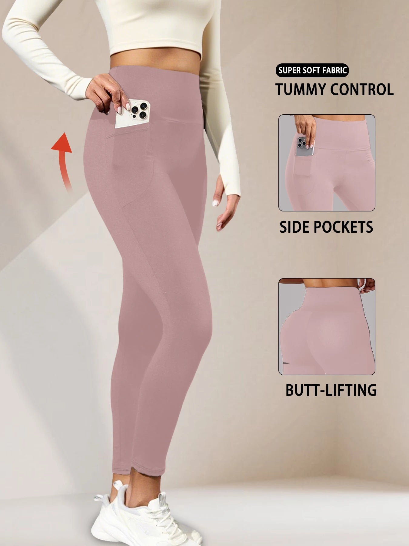 High Waisted Yoga Leggings with Pockets - Women's Super Soft Tummy Control for Workout and Everyday Comfort