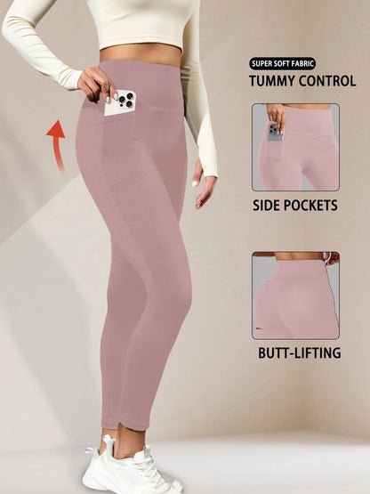 High Waisted Yoga Leggings with Pockets - Women's Super Soft Tummy Control for Workout and Everyday Comfort