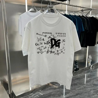 2025 Sommer Neu Herren T-Shirt mit Buchstaben-Print, Trendmarke, reine Baumwolle, Rundhals, Kurzarm Herren Kurzarm