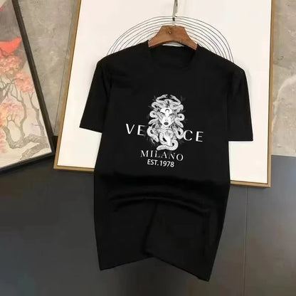 2026 Summer Men Sports T-Shirt Solid Fashion Print Jogging Breathable Cotton Tee Harajuku O-Neck Short Sleeve Tops Clothing Tee