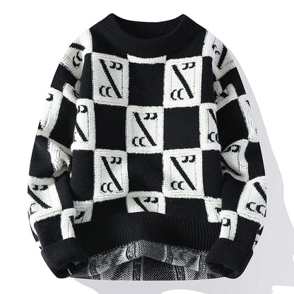 Fall/Winter Mens Brand Pullovers Sweaters High Quality Thick Warm Cashmere Sweater Men Luxury Plaid Pull Homme 2024