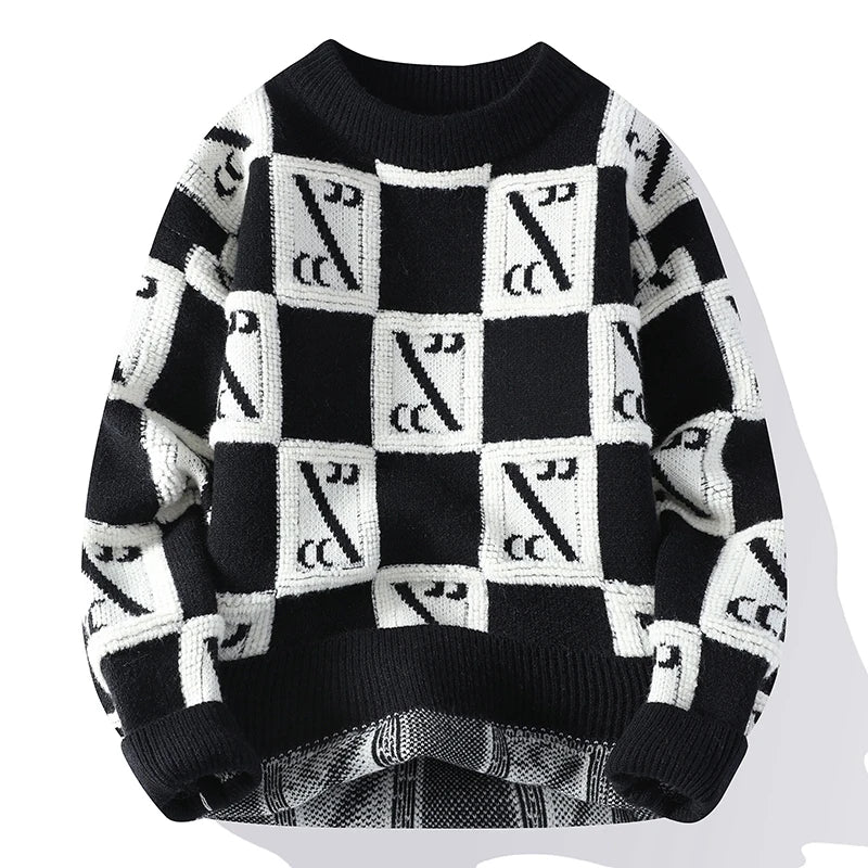 Fall/Winter Mens Brand Pullovers Sweaters High Quality Thick Warm Cashmere Sweater Men Luxury Plaid Pull Homme 2024