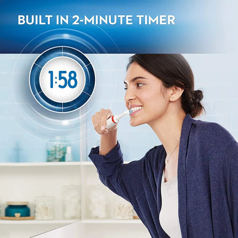 Oral B Elektrische Zahnbürste Pro 4000 3D-Reinigung Tägliche Reinigung Zähne Sichtbarer Andrucksensor 4 Modi Zahnfleischpflege Wasserdicht Wiederaufladbar