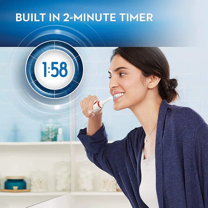 Oral B Elektrische Zahnbürste Pro 4000 3D-Reinigung Tägliche Reinigung Zähne Sichtbarer Andrucksensor 4 Modi Zahnfleischpflege Wasserdicht Wiederaufladbar