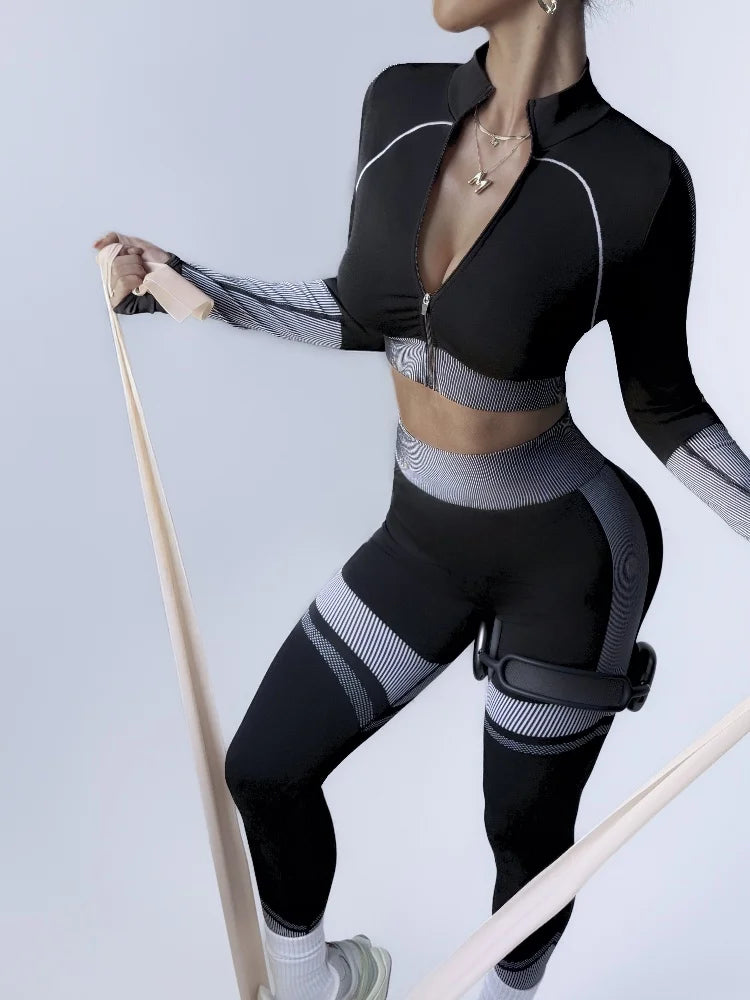 Zipper Women Yoga Long Sleeved Outdoor Running Fitness Wear T-shirt Long sleeved Yoga Shirt Gym Push Up Workout Top XP32
