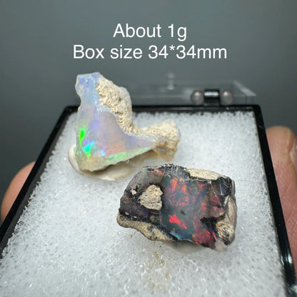 Ethiopia Opal Gem Mineral Specimen – 34x34mm Box