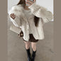Women's Knit Cardigan With Faux Fur Collar Fashion Long Sleeve Single Breasted Sweater Coat Lady 2026 Spring Chic Streetwear
