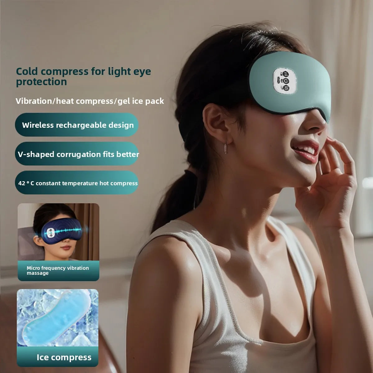 Hot compress massage heating eye mask lunch break shading to relieve eye fatigue intelligent eye protection device adult student