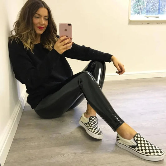 Women's Bright PU Leather Pants Slim Hip-Lift Yoga Leggings