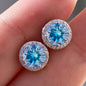 925 Sterling Silver 1 Carat Moissanite Round Earrings Engagement Wedding Daily Work Party Travel Luxurious Gift For Women
