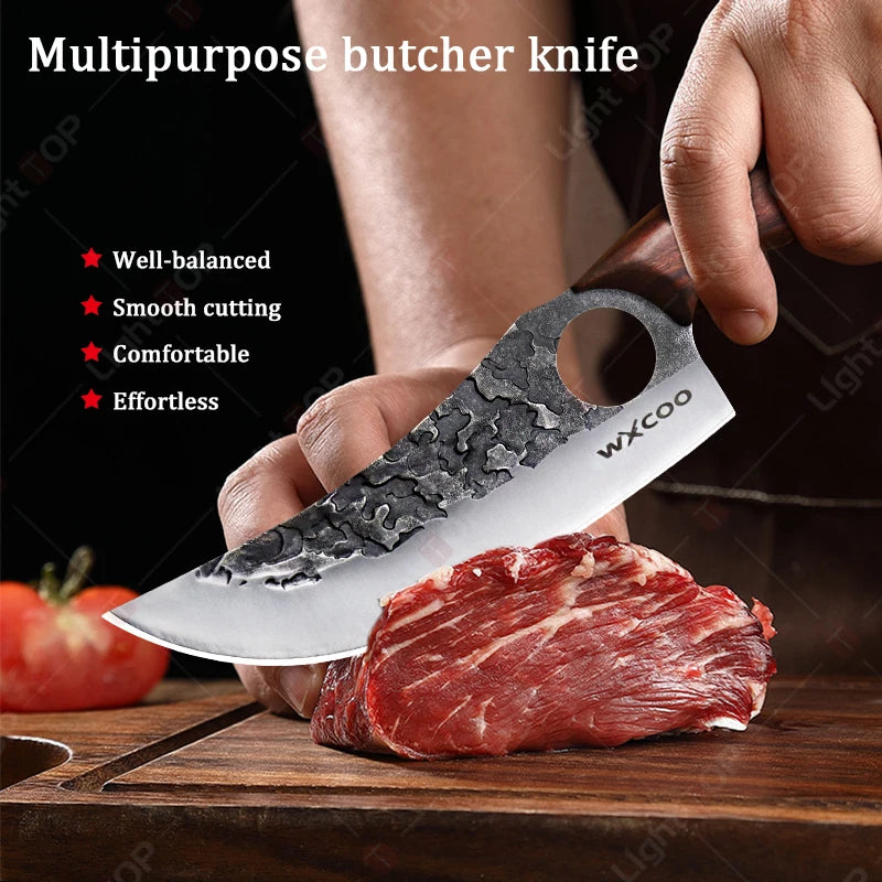 Professional Kitchen Forged Knife BBQ Cooking Chef Knives Wooden Handle Meat Cleaver Fruit Cutter Boning Knife Kitchen Supplies
