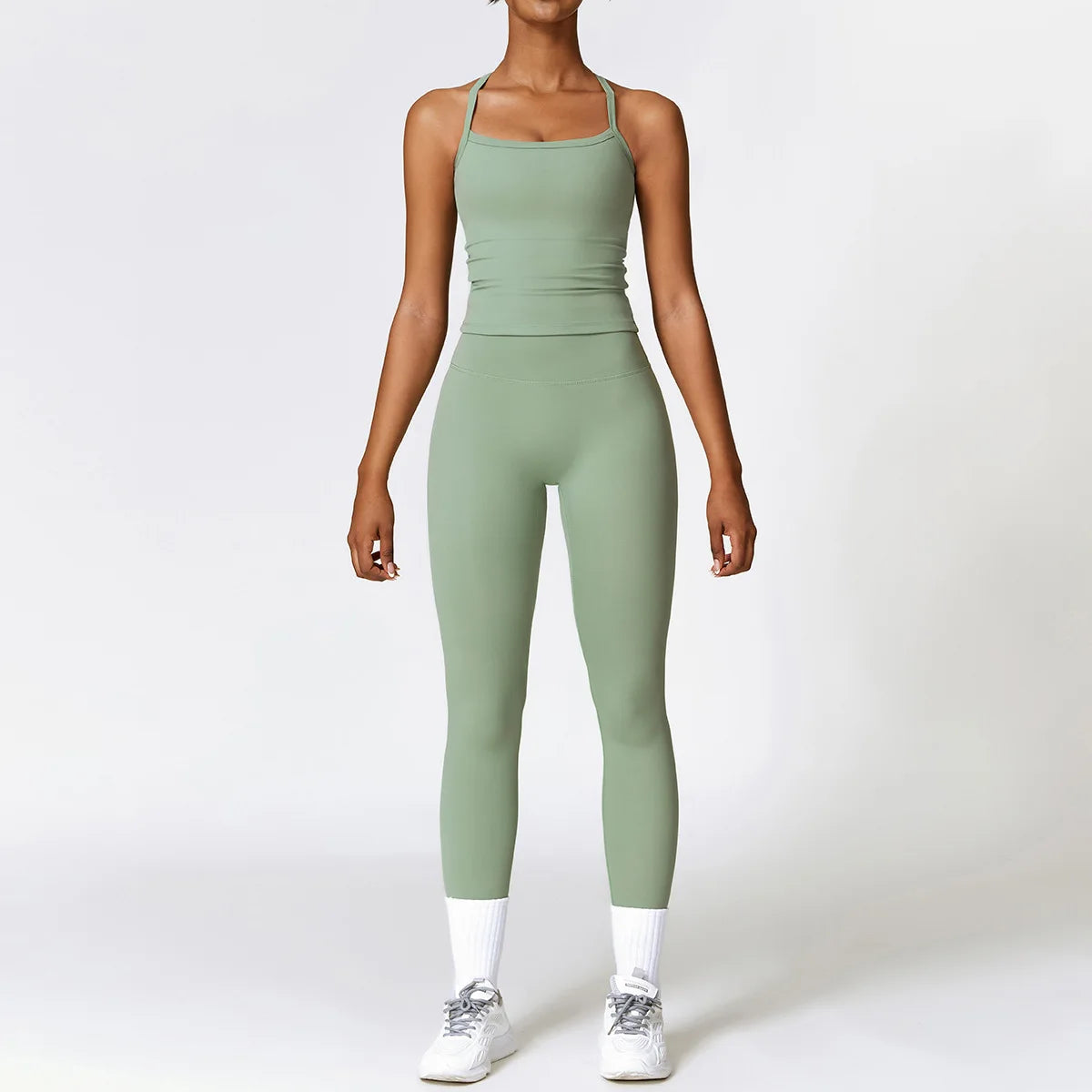 2PCS Yoga Set Women Gym Clothing Fitness Workout Set Sportswear Female Long Sleeve Crop Top High Waist Leggings Sports Suits