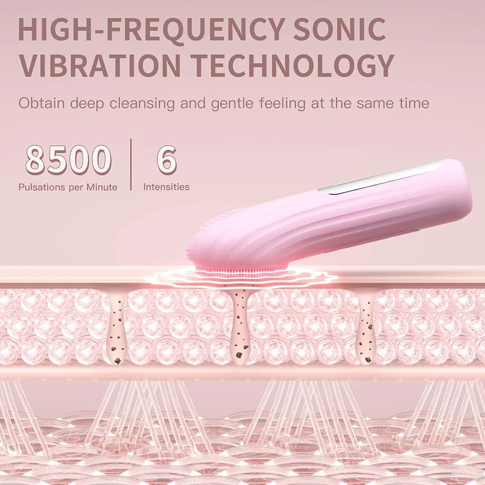 Sonic Wasserdichte Gesichtsreinigungsbürste Wiederaufladbarer Scrubber Exfoliierender Vibrations-Tiefenreinigungs-Gesichtsreiniger Hautpflegewerkzeug