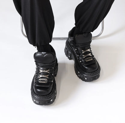 2025 Neuer Punk-Stil Damen Schuhe Schnürung Absatzhöhe 6CM Plateau-Schuhe Damen Gothic Ankle Rock Stiefel Metall-Dekor Damen Sneakers