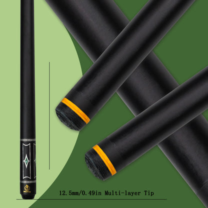12.5mm Tip Carbon Billiard Cue Stick with Multi-layer Tip, High Performance for American Pool and Carom Billiards Enthusiasts