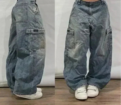 American Fashion Hip Hop Joker Oversized Jeans Women Street Y2K New Clearance Spot Hot Mopping Wide-leg Pants Unisex Loose Jeans