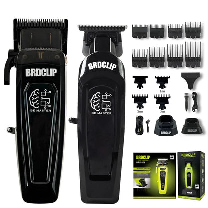 Professioneller elektrischer Haarschneider BRD 106 mit Ladestation 7500 U/min Haartrimmer für Herren DK-078 DLC Klinge 7200 U/min Friseurset 2-teilig