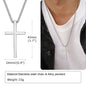 Vnox Cross Necklace for Men Women, Silver Color Plain Cross Pendant Collar with Stainless Steel Box Chain