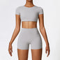 2PCS Yoga Set Women Gym Clothing Fitness Workout Set Sportswear Female Long Sleeve Crop Top High Waist Leggings Sports Suits