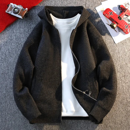 New Autumn Men Hooded Cardigans Man Fashion Outwear Sweatercoats Quality Male Knitwear Cardigans Loose Casual Sweaters Size 4XL