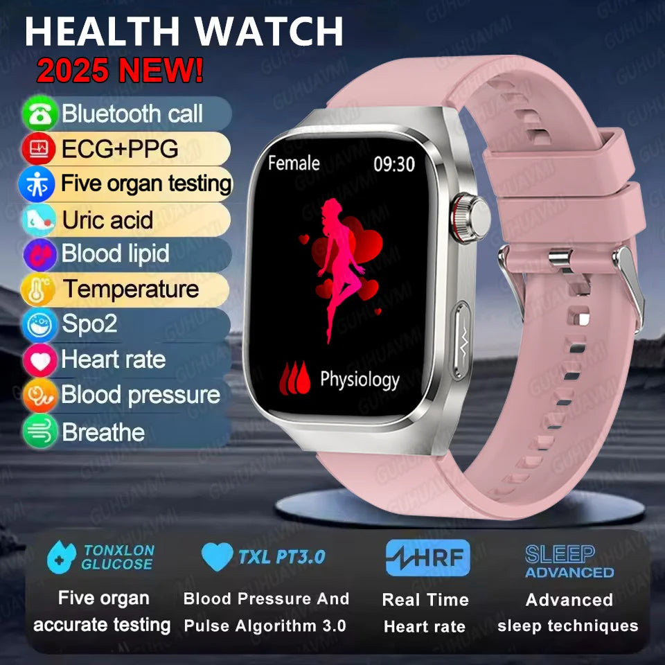 2025 Neue Mikro-Vorsorgeuntersuchung Smartwatch für Herren Harnsäure Körperfett Fünf-Organe-Gesundheitsuhr Bluetooth-Anruf Smart-Armband