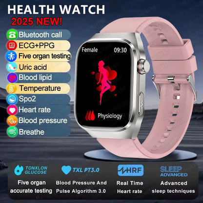 2025 Neue Mikro-Vorsorgeuntersuchung Smartwatch für Herren Harnsäure Körperfett Fünf-Organe-Gesundheitsuhr Bluetooth-Anruf Smart-Armband