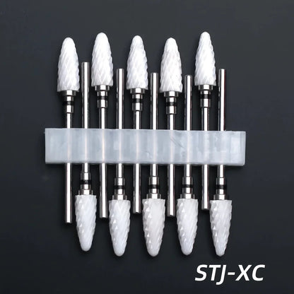 10pcs Ceramic Nail Drill Bits Set, Electric Manicure & Pedicure Milling Cutter, For Nail Polishing Machine