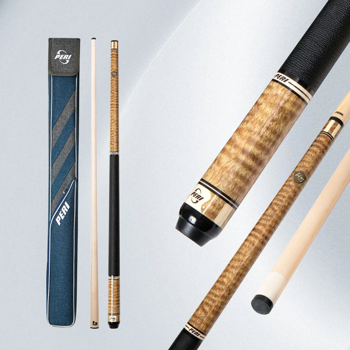 PERI 58" Knight SY Series P8 Shaft Billiard Pool Cue Stick 12.5mm + Extender Professional Billiard Cue Set