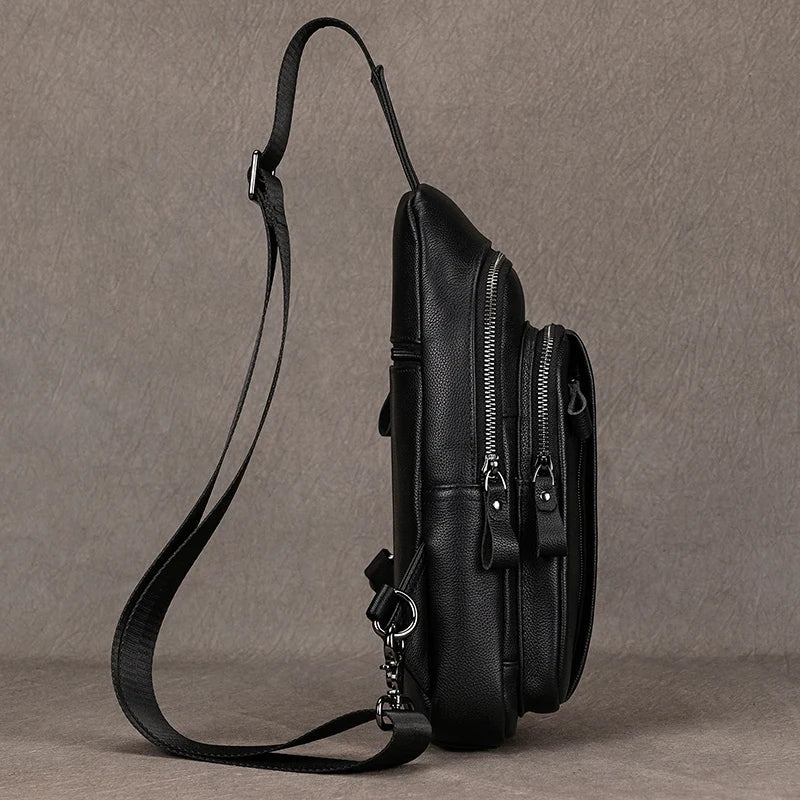 Men's Outdoor Leather Shoulder Sling Bag – Chest Pack & Crossbody