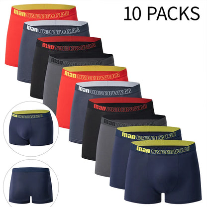 4/10-teiliges Set lässiger und modischer Herrenunterwäsche Bequeme Boxershorts Jugend-Übergröße Sport-Radfahren elastische Shorts