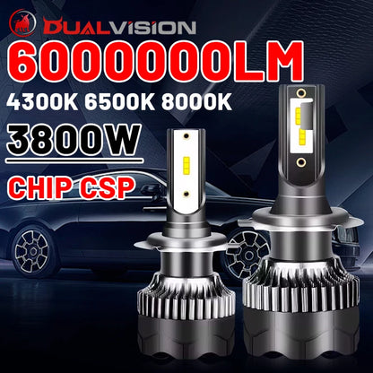 Dualvision H4 LED-Scheinwerfer 3800W 3570 CSP LED H7 H1 H11 H8 9005 9006 HB3 HB4 H9 4300K 6500K 8000K 2 STÜCK Nebelscheinwerfer Mini-Diode 12V