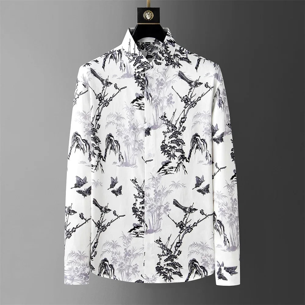 Men's Luxury Print Long Sleeve Casual Shirt