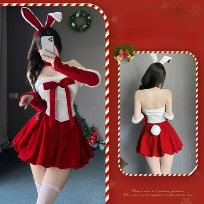 Weihnachten sexy Häschen Uniform Verführung Bandeau-Kleid