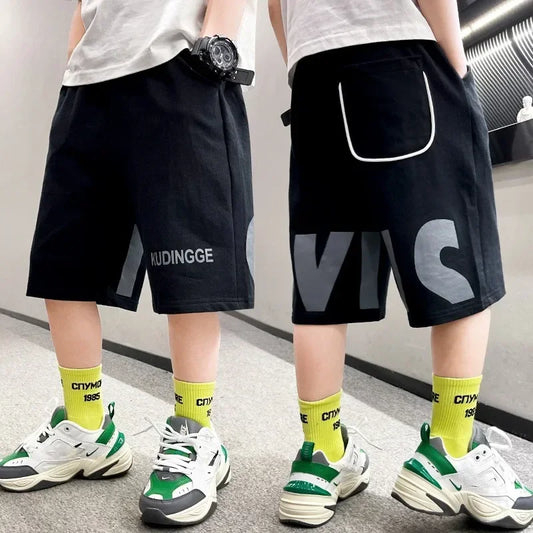Kids Boys Elastic Waist Letter Print Running Shorts