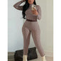 Krisnanas Argyle Skinny Jumpsuits for Woman 2025 Stand Neck Long Sleeve Zipper One Piece Bodysuit Fitness Sportwear 154004