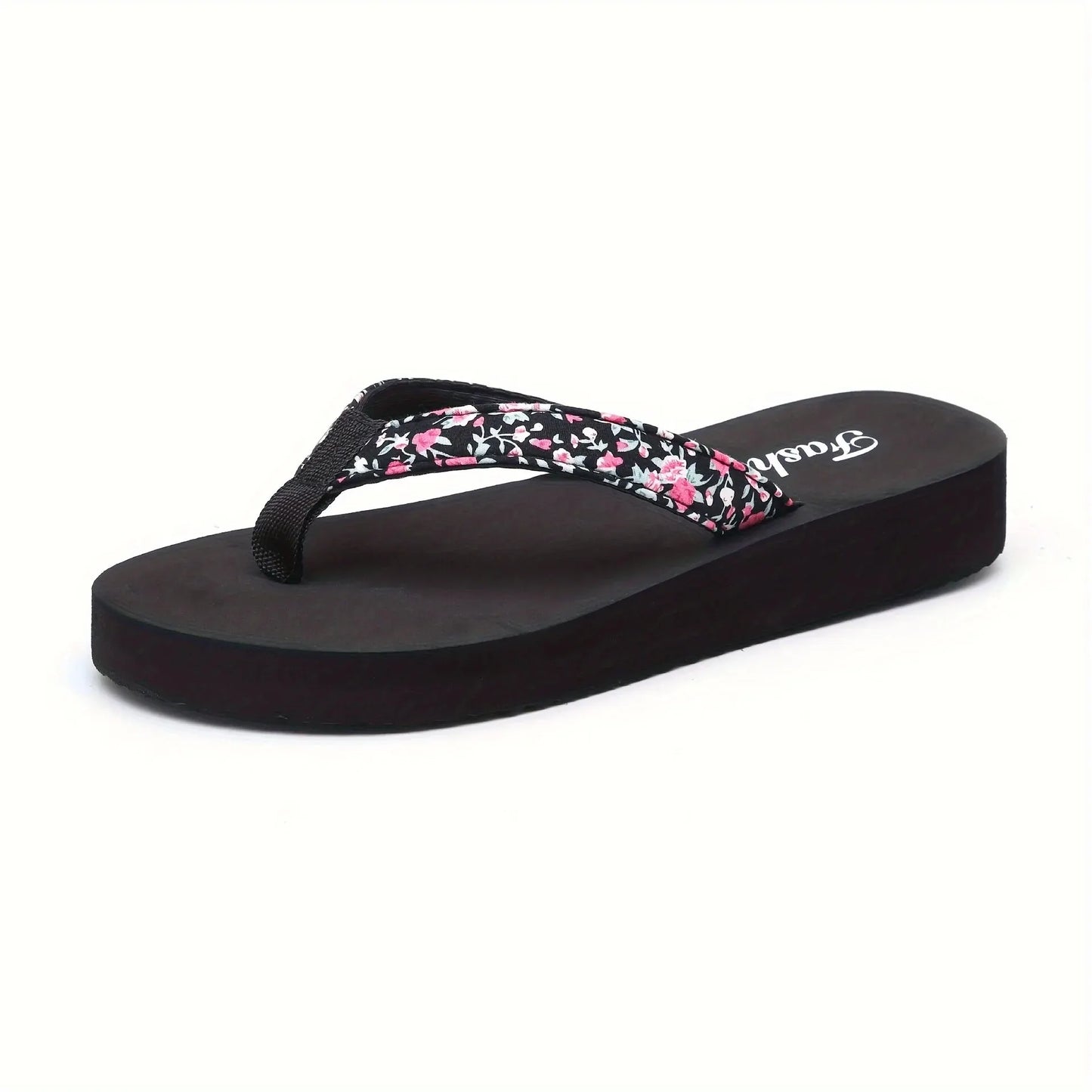 Women's Flower Pattern Platform Beach Flip Flops