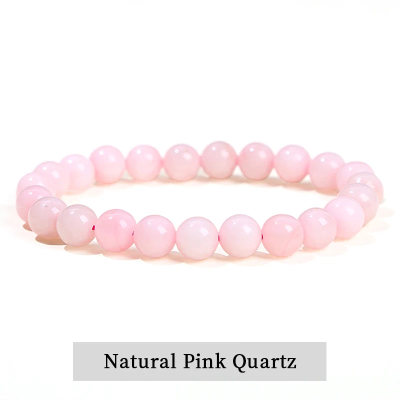 JD Natural Stone Beads Bracelet Amethyst Tiger Eye Crystal Quartz Agate Gem Beads Bangles Women Men Reiki Healling Jewelry Gift