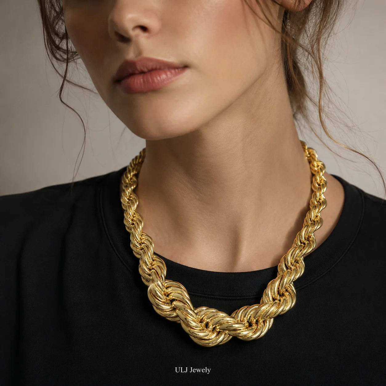 ULJ Hip Hop Street Style Exaggerate Big Chunky  Fashion Unisex Golden Silver Color Cool Jewelry