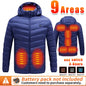 Neue beheizte Jacke Herren Damen Mäntel 9/21 Zonen USB selbstbeheizte Kleidung Winter Ski Camping beheizte Daunenjacke mit abnehmbarer Kapuze