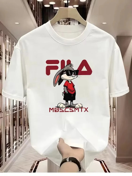 Neues modisches bedrucktes trendiges T-Shirt mit lockerer Buchstaben für Paare, Rundhalsausschnitt, lässige und vielseitige Halbarme