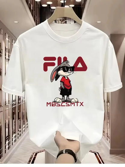 Neues modisches bedrucktes trendiges T-Shirt mit lockerer Buchstaben für Paare, Rundhalsausschnitt, lässige und vielseitige Halbarme