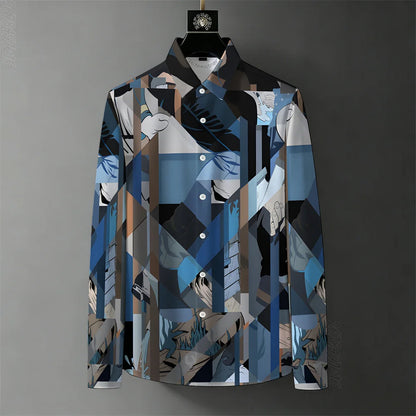 Teglex Men's Wrinkle-Free Color-Block Long Sleeve Shirt
