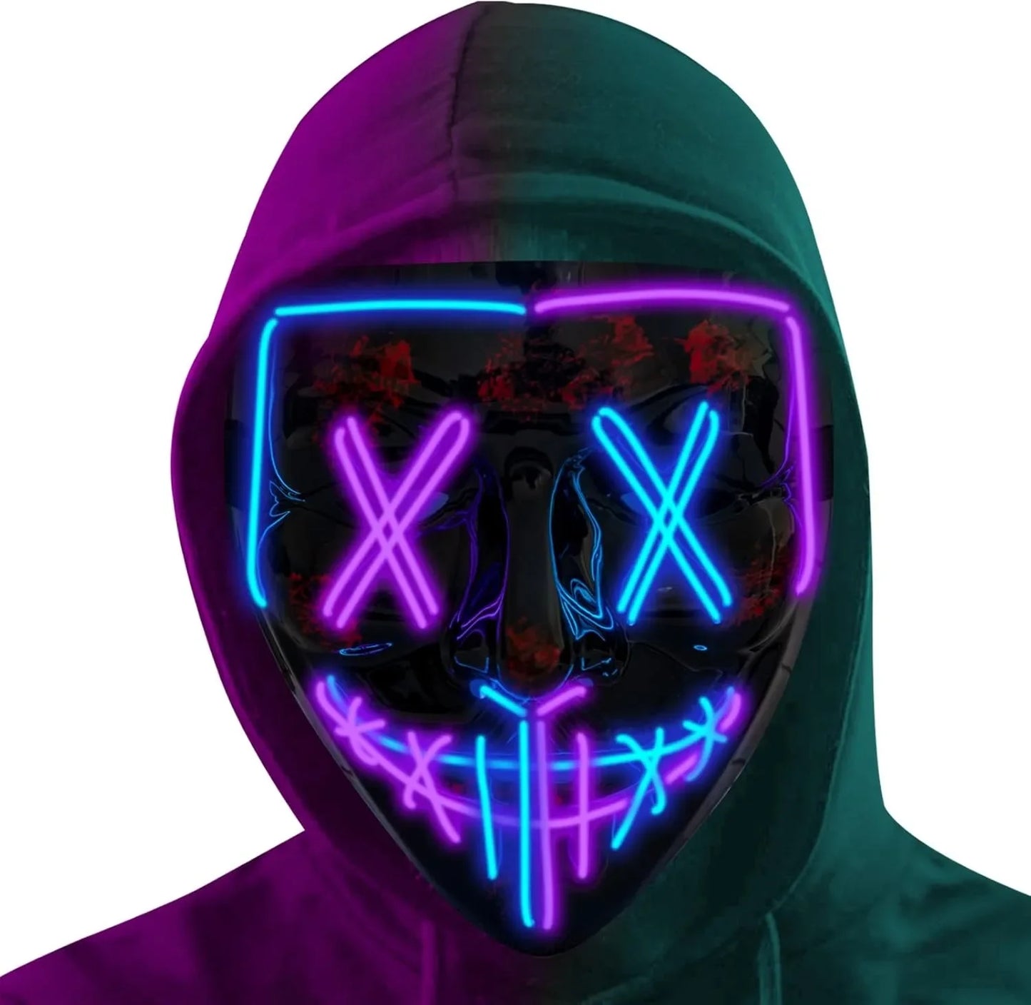 LED Light Up Halloween Mask Scary Cosplay Mask Festival Masquerade Carnival Party Costume Gift