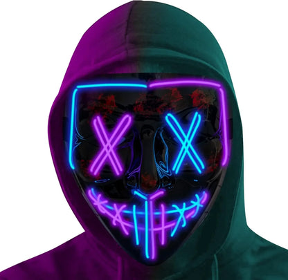 LED Light Up Halloween Mask Scary Cosplay Mask Festival Masquerade Carnival Party Costume Gift