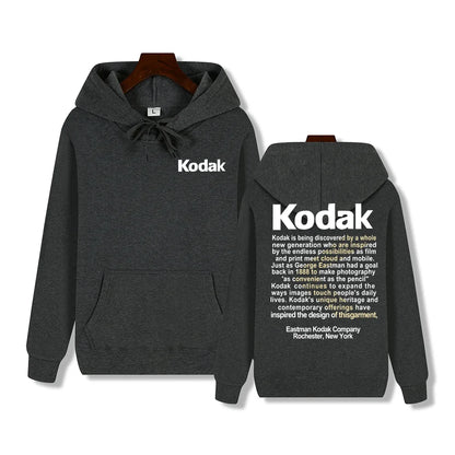 Kodak Print Fashion Men‘s Sportswear Autumn Winter Daily Street Casual Comfortable Loose Sports Hoodie